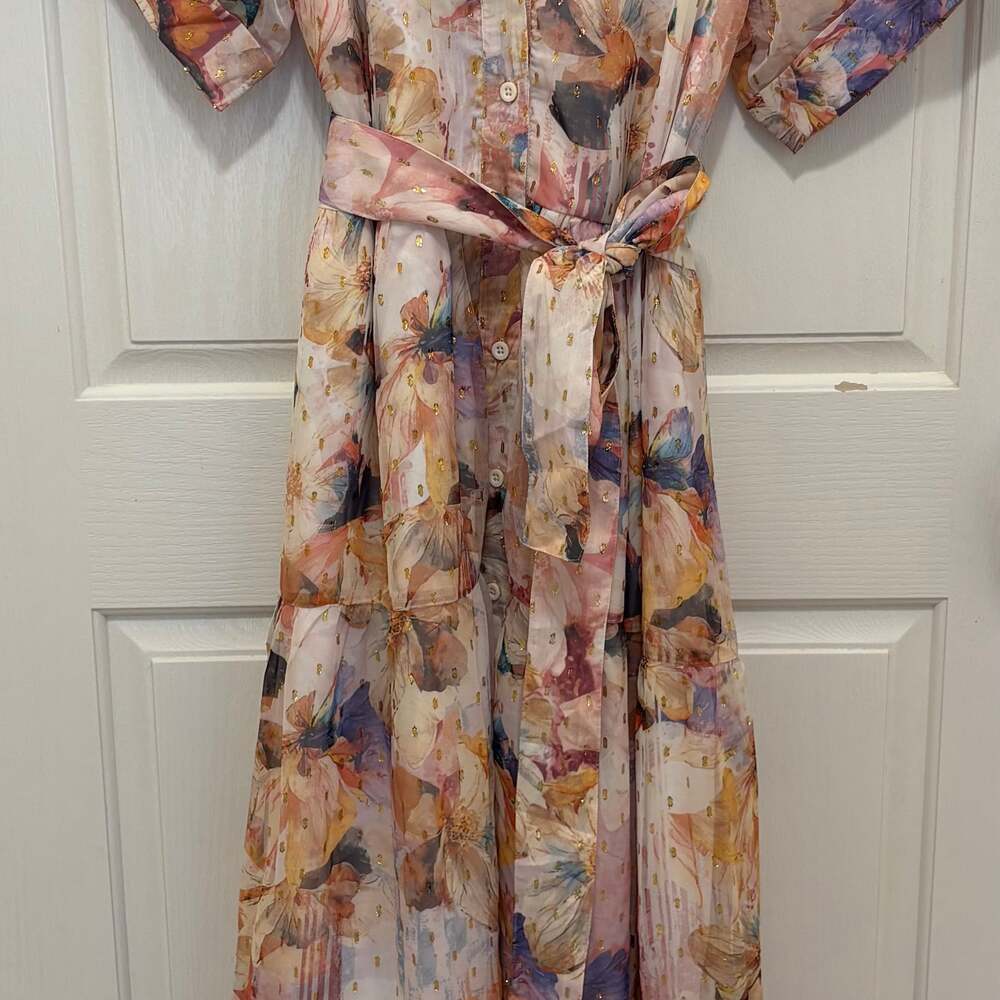 VENUS Floral Shine Detail Maxi Digital Wildflowers sheer Dress - Picture 2 of 10